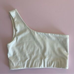 Girlfriend Collective One-Shoulder White/Ivory Bianca Sport Bra Crop Top